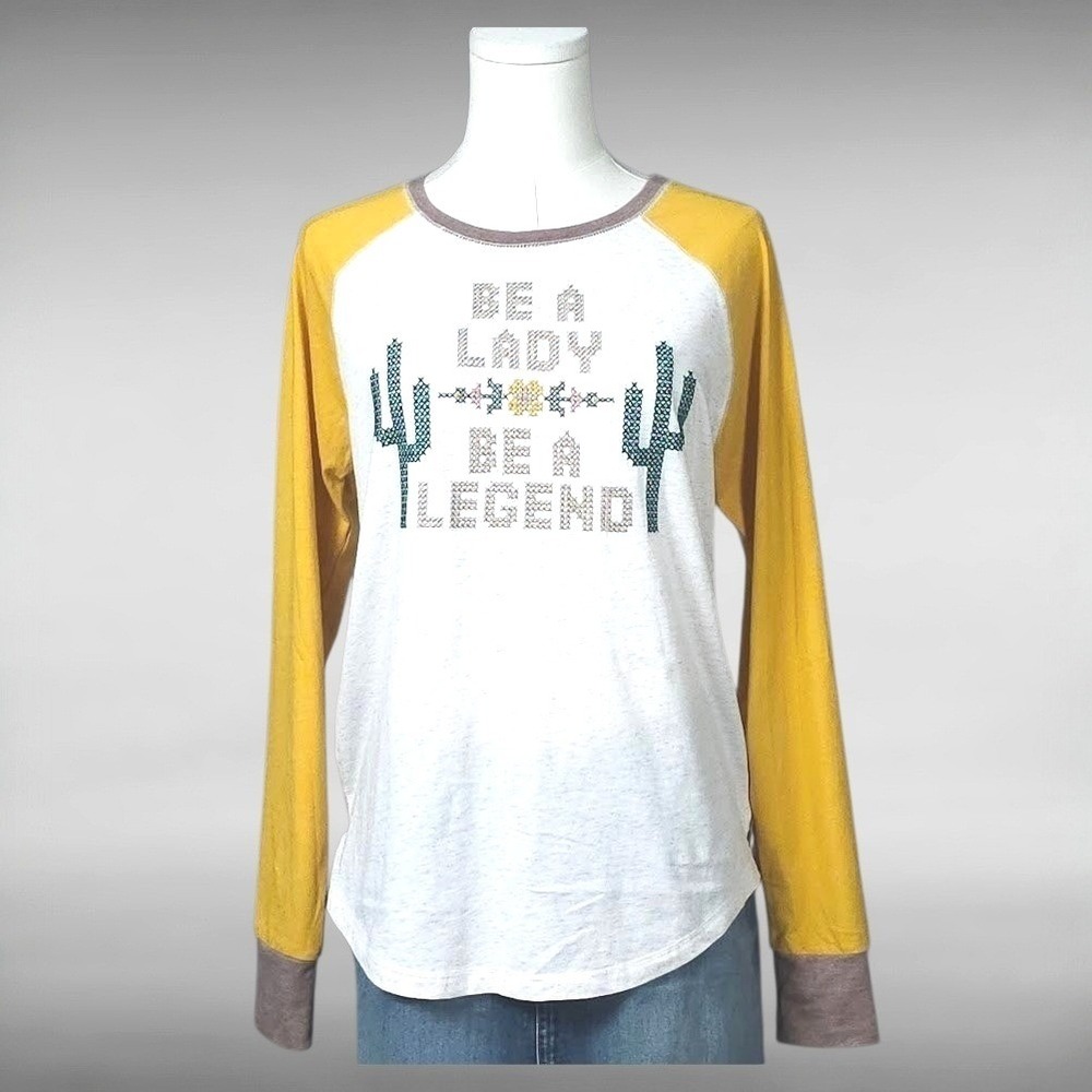 Cruel Denim Western Raglan Tee Cactus Be A Lady Be A Legend Graphic Tee Womens M